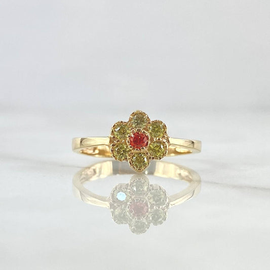 Anillo Flor 2.2gr / T6 1/2 / Circones Amarillos - Naranja Oro Amarillo 18K ©