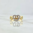 Anillo Triple Corazon Quinces 2.8gr / T6 1/4 / Circones Blancos - Verdes Oro Amarillo 18K ©