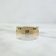 Anillo Rectangulos 3.95gr / T6 1/2 / Circones Blancos - Verdes Oro Amarillo 18K ©