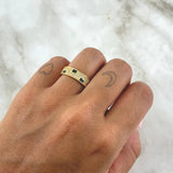 Anillo Rectangulos 3.95gr / T6 1/2 / Circones Blancos - Verdes Oro Amarillo 18K ©