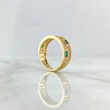Anillo Rectangulos 3.95gr / T6 1/2 / Circones Blancos - Verdes Oro Amarillo 18K ©