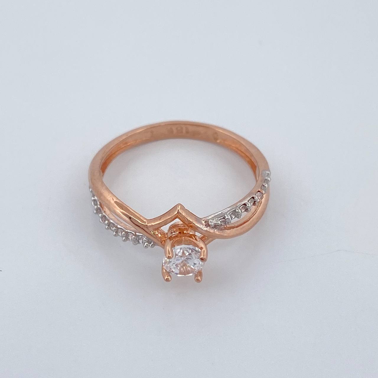 Anillo Solitario Lineas Cruzadas 2gr / T5 1/2 / Dos Oros Blanco Rosa 18K %