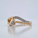 Anillo Corazones 2.35gr / T6 / Dos Oros Amarillo Blanco 18K %