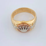 Anillo Corona 6.45gr / T10 1/4 /Tres Oros Amarillo Blanco 18K %