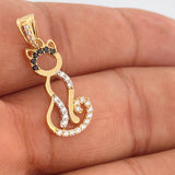 Dije Silueta Gato 1.75gr / 2.8cm / Dos Oros Amarillo Blanco 18K %