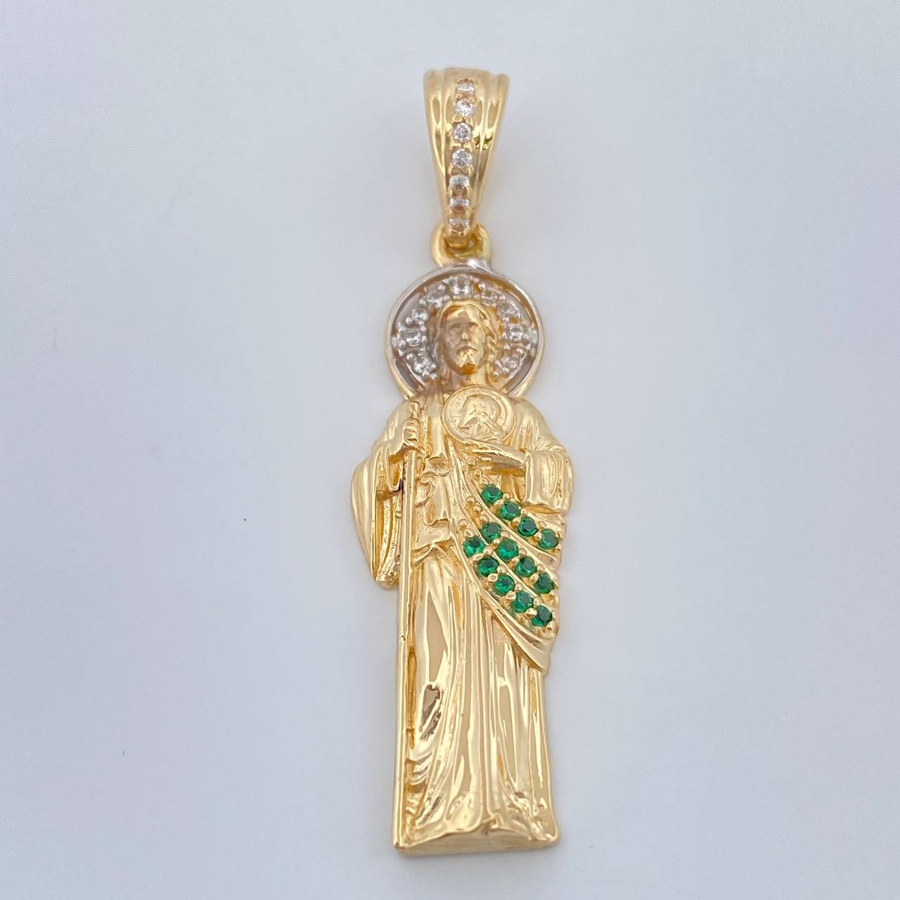 Dije San Judas Tadeo 4.3gr / 4cm / Dos Oros Amarillo Blanco 18K %