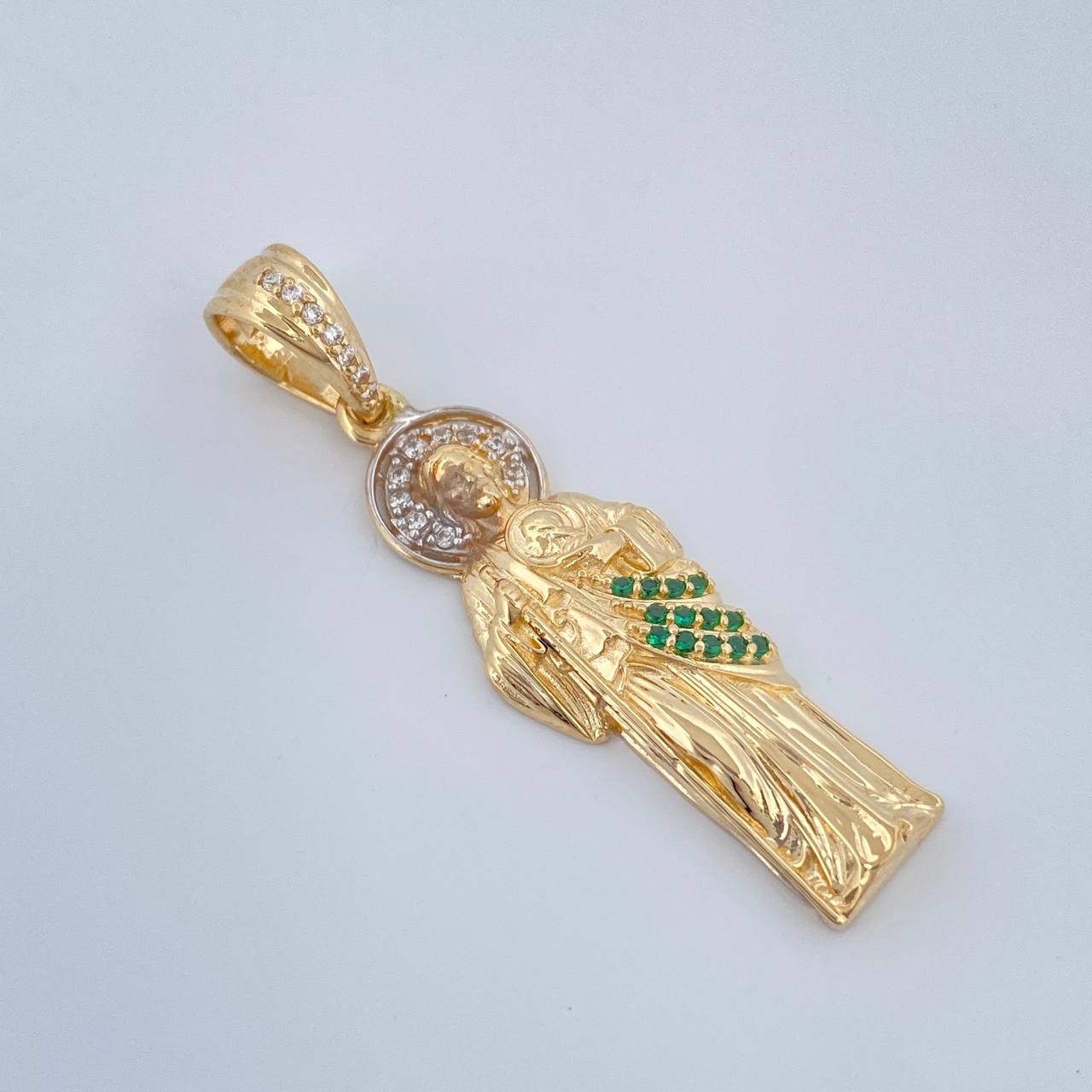 Dije San Judas Tadeo 4.3gr / 4cm / Dos Oros Amarillo Blanco 18K %