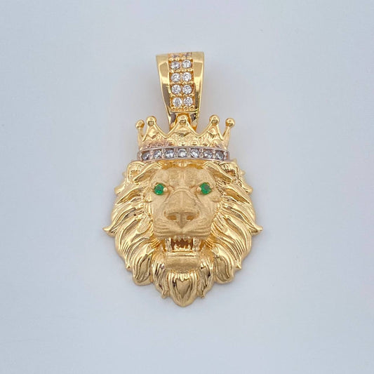 Dije Rostro Leon 3.65gr / 2.6cm / Dos Oros Amarillo Blanco 18K %