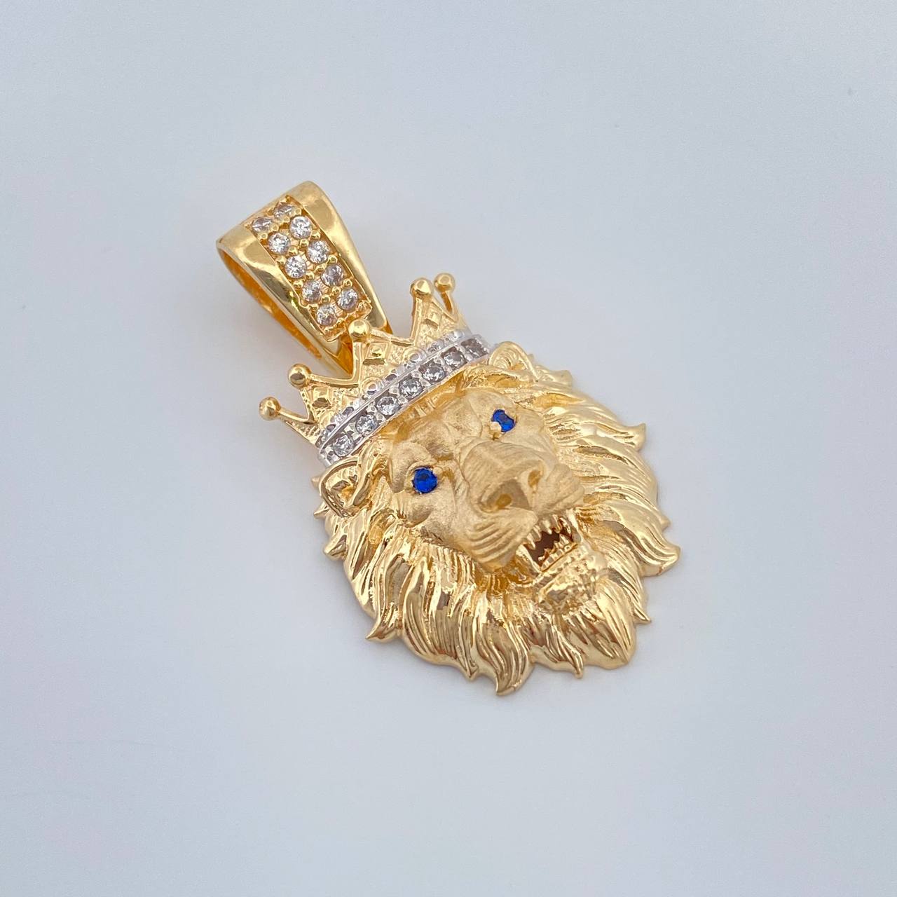 Dije Rostro Leon 3.65gr / 2.6cm / Dos Oros Amarillo Blanco 18K %