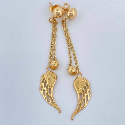 Topos Aretes Alas 3gr / 5.4cm / 0.9mm Oro Amarillo 18K %