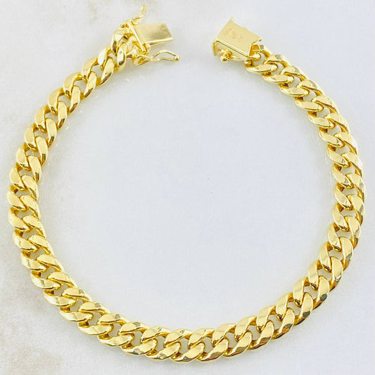 Pulso Cubano 8.4gr / 21cm / Oro Amarillo 14K Italy *