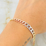 Pulso Cubano 7.6gr / 20cm / Tres Oros 14K Italy ©