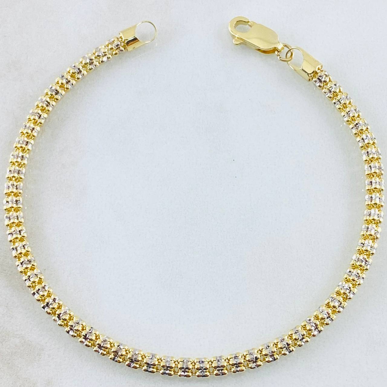 Pulso Ice 6.15gr / 17cm / Dos Oros Amarillo Blanco 14K Italy *