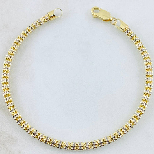 Pulso Ice 6.15gr / 18cm / Dos Oros Amarillo Blanco 14K Italy