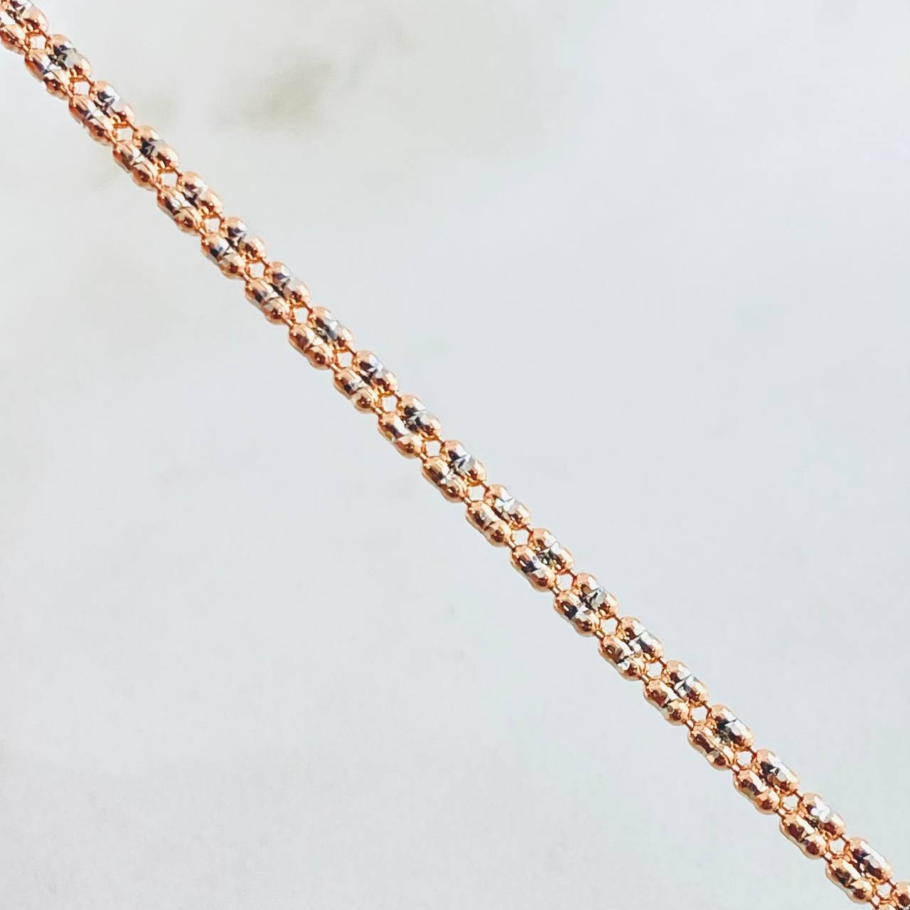 Pulso Ice 4.05gr / 18cm / Dos Oros Blanco Rosa 14K Italy