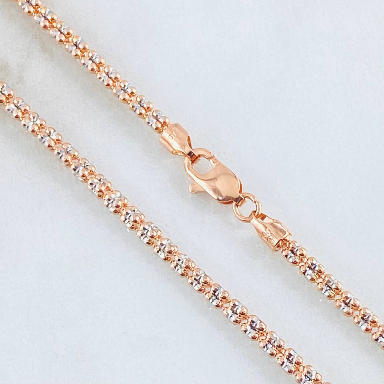 Cadena Ice 12.65gr / 60cm / Dos Oros Blanco Rosa 14K Italy *