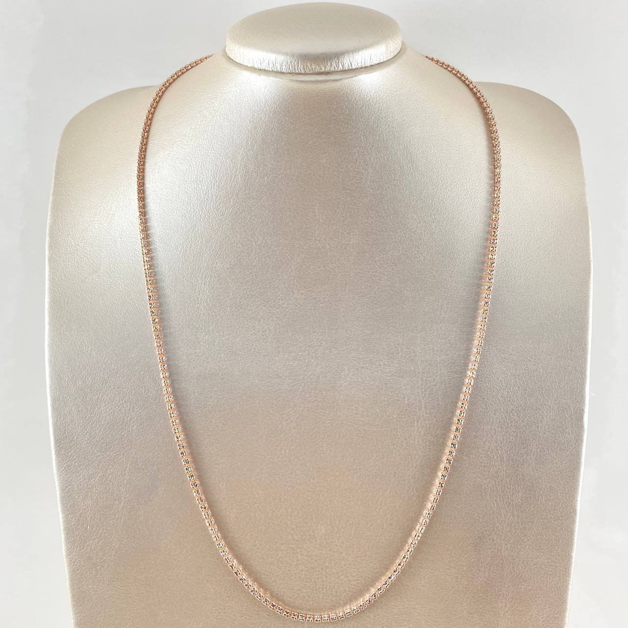 Cadena Ice 12.65gr / 60cm / Dos Oros Blanco Rosa 14K Italy *