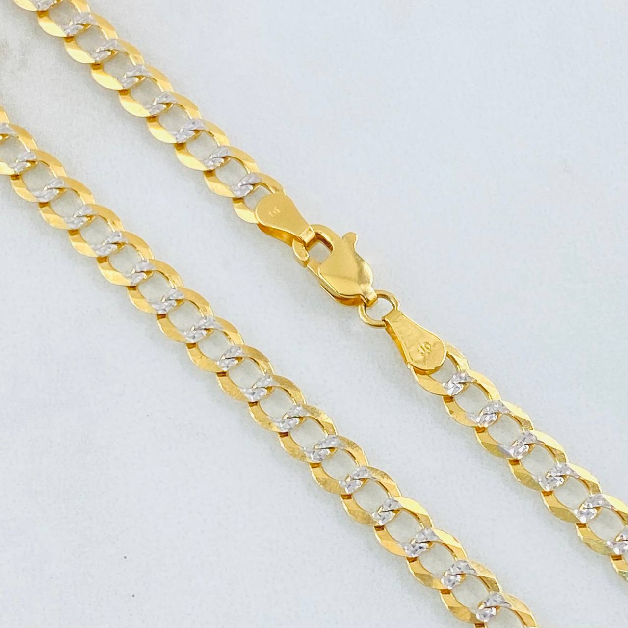 Cadena Cubana 15.05gr / 55cm / Dos Oros Amarillo Blanco +3 18K
