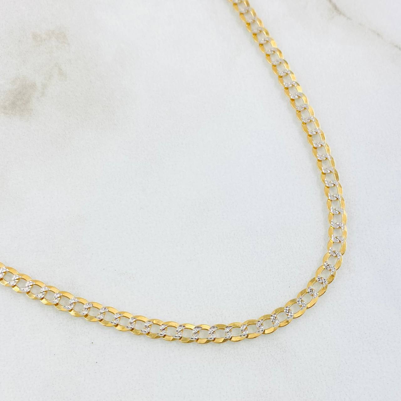 Cadena Cubana 11.3gr / 60cm / Dos Oros Amarillo Blanco +3 18K