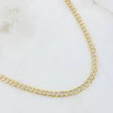 Cadena Cubana 11.3gr / 60cm / Dos Oros Amarillo Blanco +3 18K