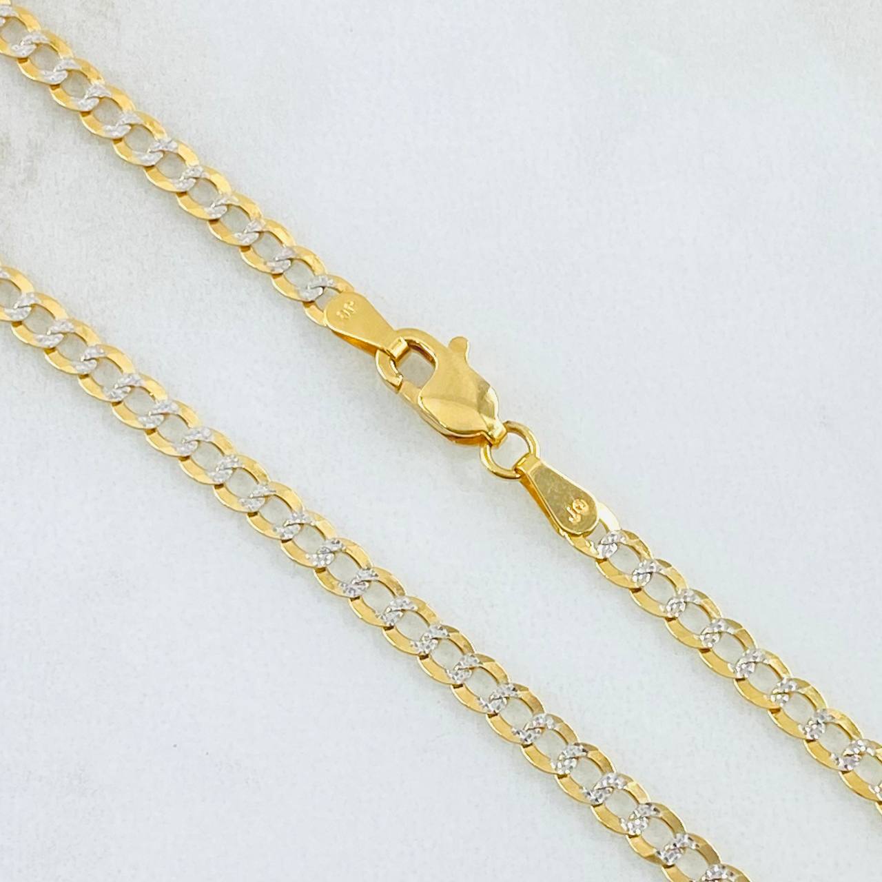 Cadena Cubana 6.9gr / 45cm / Dos Oros Amarillo Blanco +3 18K *