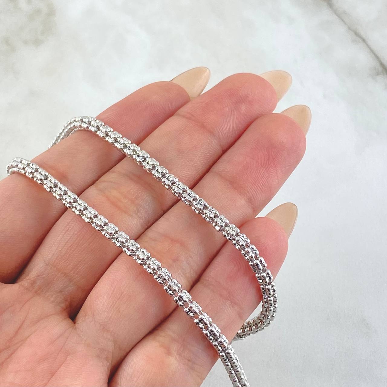 Cadena Ice 20.9gr / 65cm / Oro Blanco 14K Italy ©