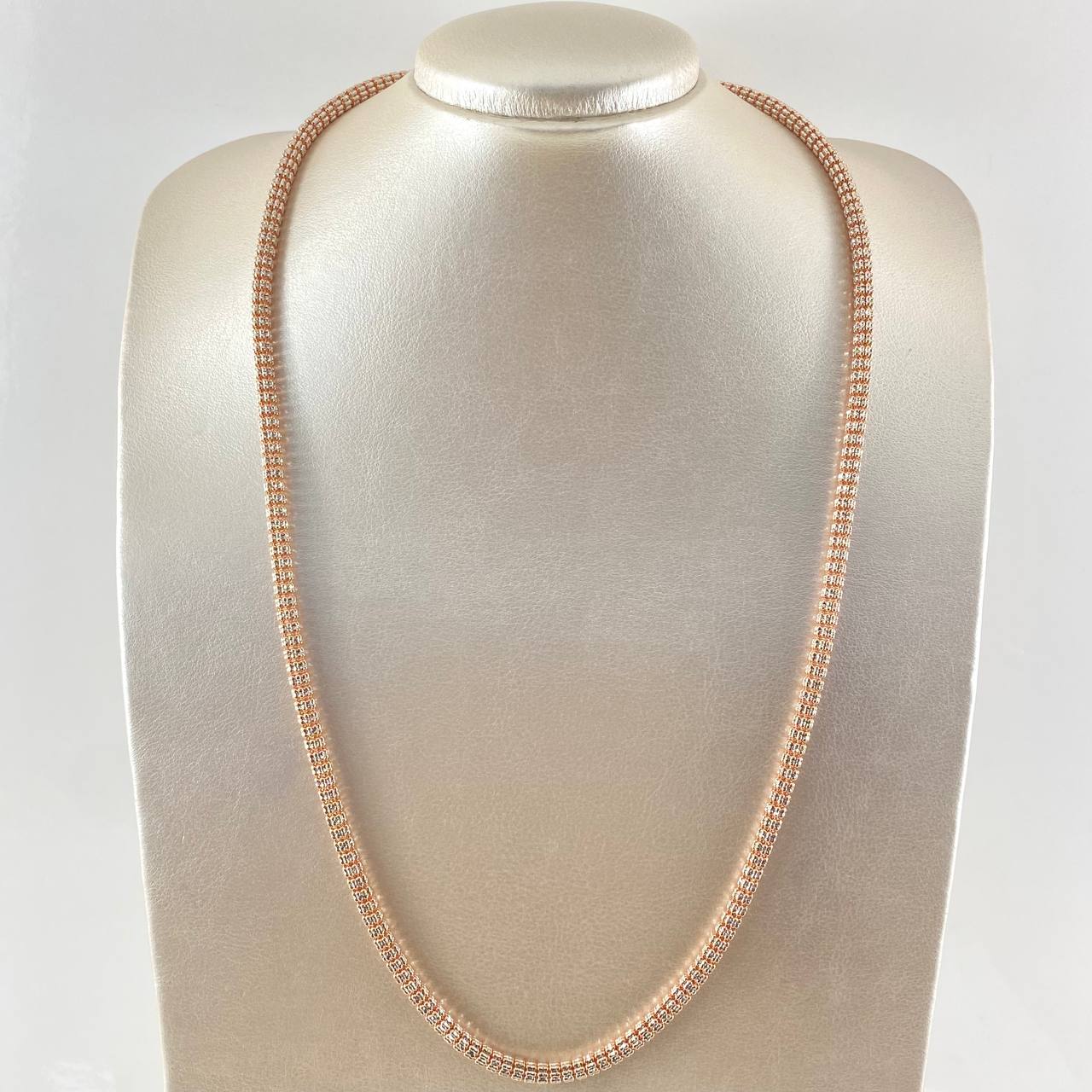 Cadena Ice 34.5gr / 65cm / Dos Oros Blanco Rosa 14K Italy ©
