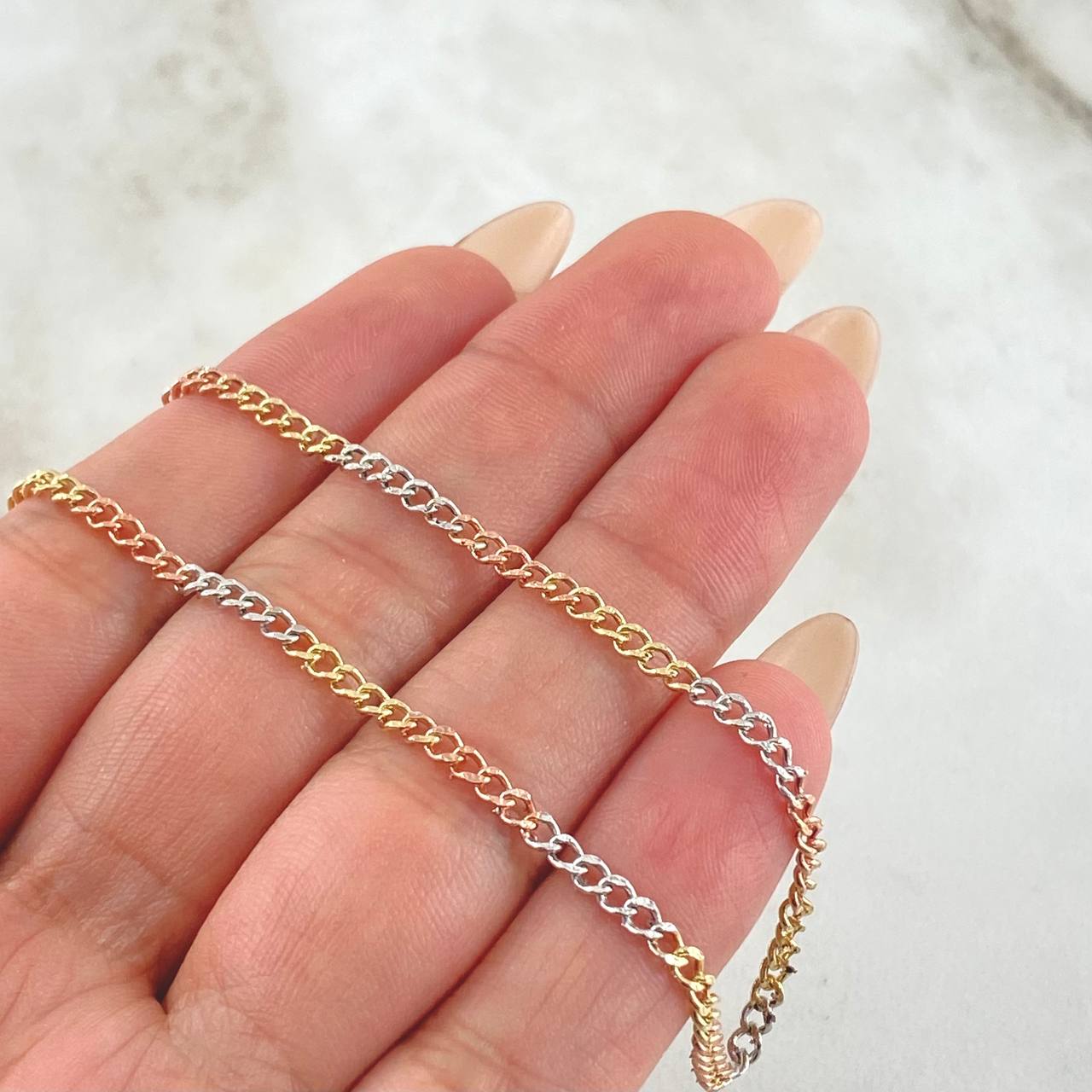 Cadena Cubana 4.1gr / 60cm / Tres Oros 14K Italy