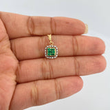 Dije Cuadrado Esmeralda 16 Pts Diamantes 08 Pts 1.4gr / 1.7cm / Oro Amarillo 18K %