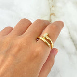 Anillo Clavo 5.2gr / T7 / Circones Blancos Oro Amarillo