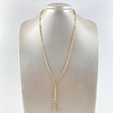 Rosario Virgen Milagrosa 7.5gr / 50cm / 3mm Cruz Punta Planas Bolas Diamantadas Oro Amarillo *
