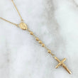 Rosario Virgen Milagrosa 7.5gr / 50cm / 3mm Cruz Punta Planas Bolas Diamantadas Oro Amarillo *