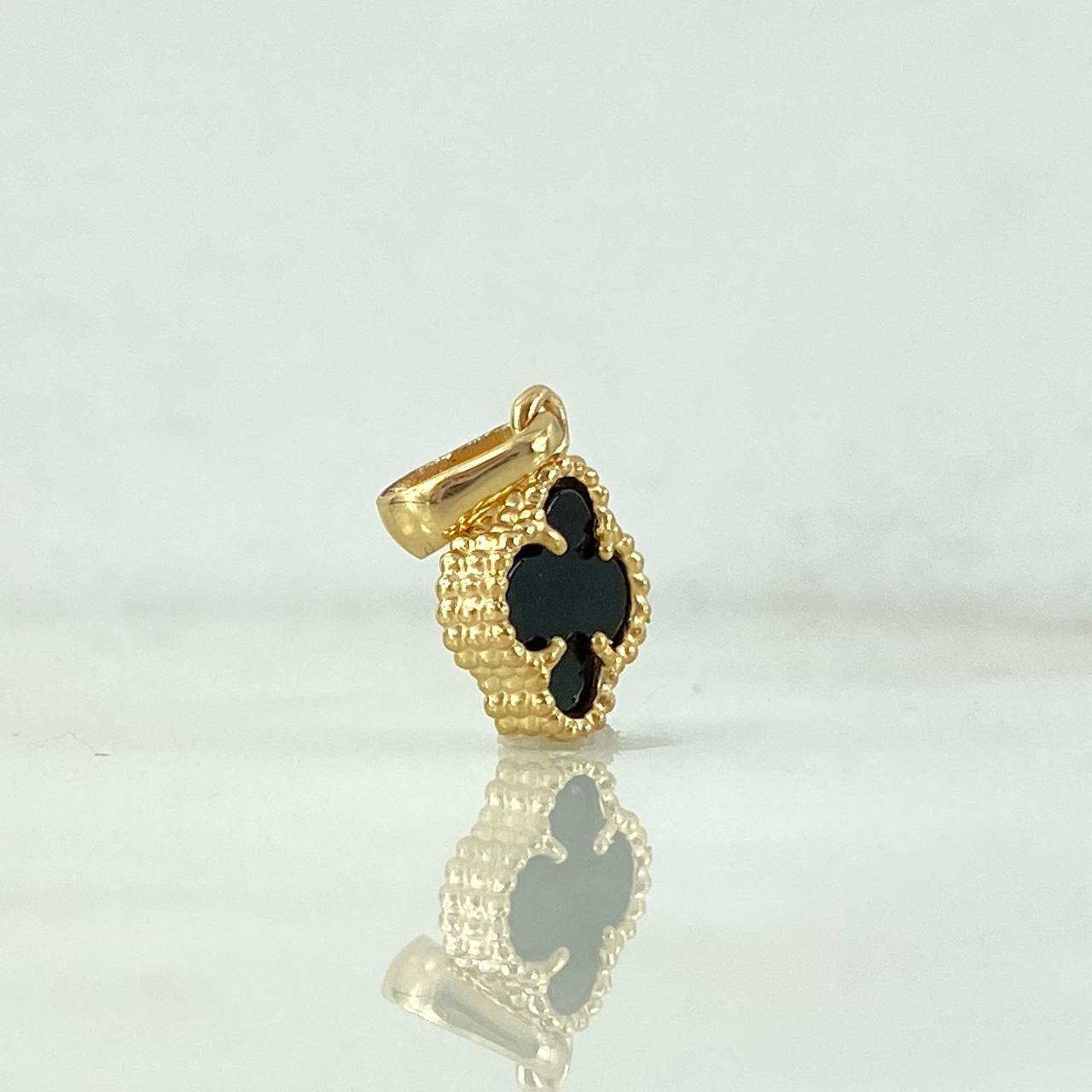 Dije Trebol VCyA 1.35gr / 1.7cm / Agata Negra Oro Amarillo +4 *