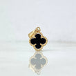 Dije Trébol VCyA 1.5gr / 1.5cm / Agata Negra Punteada Oro Amarillo Nac.Esp. *