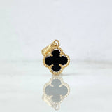 Dije Trebol VCyA 1.35gr / 1.7cm / Agata Negra Oro Amarillo +4 *