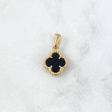 Dije Trebol VCyA 1.35gr / 1.7cm / Agata Negra Oro Amarillo +4 *