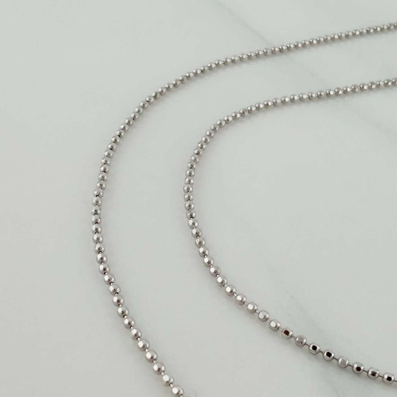 Cadena Militar 1.8gr / 44.7cm / 1mm Diamantada Oro Blanco 18K