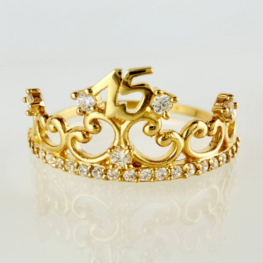 Anillo Corona 15´S 1.9gr / T7 3/4 / Oro Amarillo 18K ©