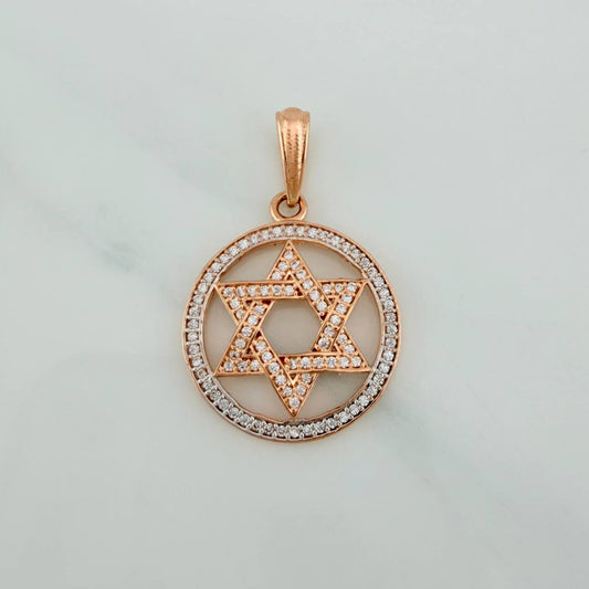 Dije Estrella De David 3.5gr / 3.2cm / Dos Oros Blanco Rosa 18K $