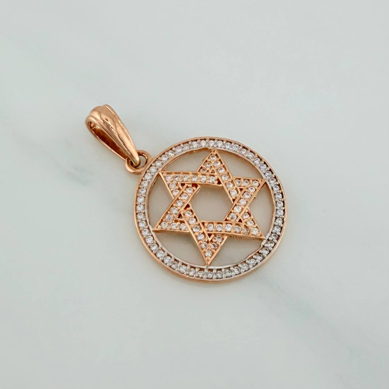Dije Estrella De David 3.5gr / 3.2cm / Dos Oros Blanco Rosa 18K $