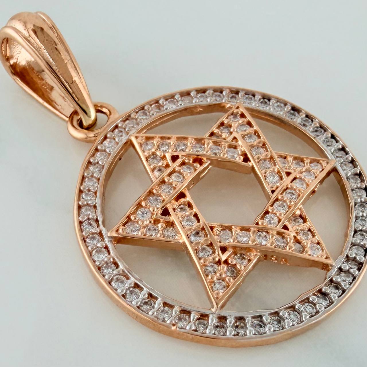 Dije Estrella De David 3.5gr / 3.2cm / Dos Oros Blanco Rosa 18K $