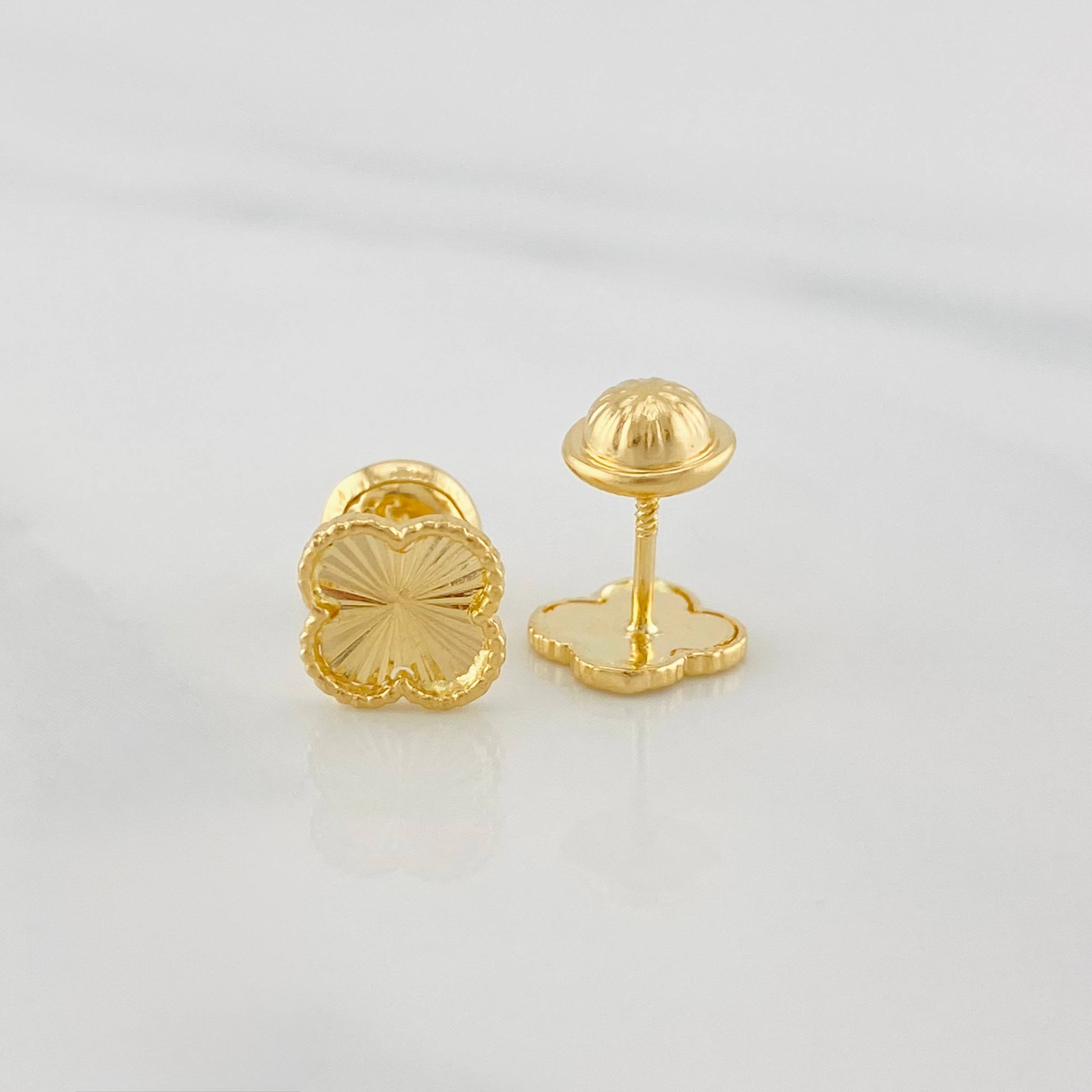 Topos Trébol Diamantado 0.95 g / 6.74 mm Oro Amarillo 18K