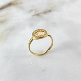 Anillo Sello Corona RX 2.9gr / T7 1/4 / Circones Blancos Oro Amarillo