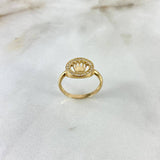 Anillo Sello Corona RX 2.85gr / T7 3/4 / Circones Blancos Oro Amarillo