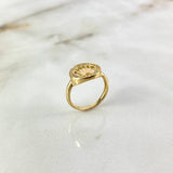 Anillo Sello Corona RX 2.85gr / T7 3/4 / Circones Blancos Oro Amarillo