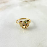 Anillo Osa Flor 2.45gr / T6 3/4 / Circones Blancos Negros Verdes Fucsia Oro Amarillo