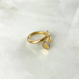 Anillo Clavo CT 3.6gr / T8 1/2 / Circones Blancos Dos Oros Amarillo Blanco