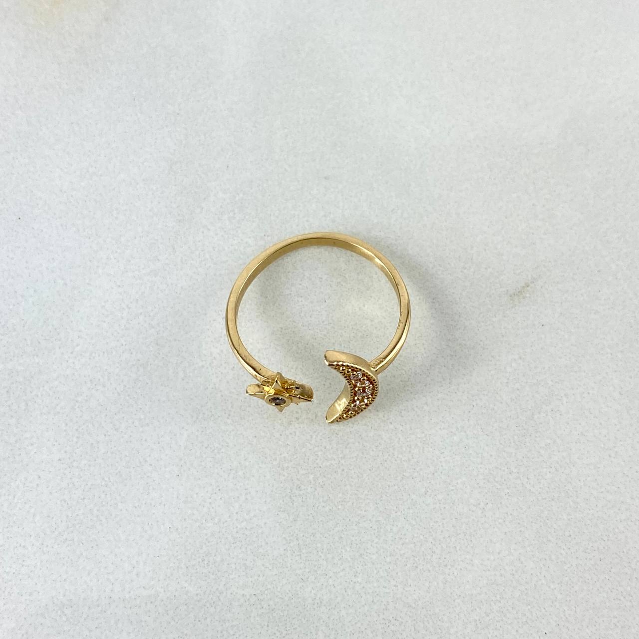 Anillo Luna Estrella 1.45gr / T4 / Circones Blancos Oro Amarillo