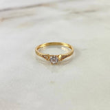 Anillo Solitario Flechas 1.8gr / T7 1/4 / Circones Blancos Oro Amarillo