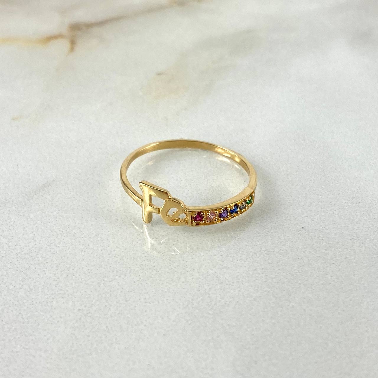 Anillo Fe 1.25gr / T6 3/4 / Circones Colores Oro Amarillo